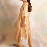 GOLD TISSUE MIRA KAFTAN KURTA AND PANTS SET