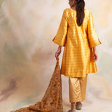 MUSTARD GAURI KURTA WITH PANTS AND ODHANI SET OF THREE