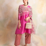 FUSCHIA PINK GAURI KURTA AND PANTS SET OF THREE