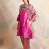 FUSCHIA PINK GAURI KURTA AND PANTS SET OF THREE