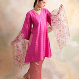 FUSCHIA PINK GAURI KURTA AND PANTS SET OF THREE