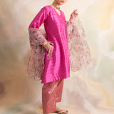 FUSCHIA PINK GAURI KURTA AND PANTS SET OF THREE