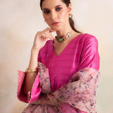 FUSCHIA PINK GAURI KURTA AND PANTS SET OF THREE