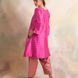 FUSCHIA PINK GAURI KURTA AND PANTS SET OF THREE