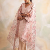 BEIGE GAURI KURTA WITH PANTS AND ODHANI SET OF 3