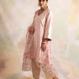 BEIGE GAURI KURTA WITH PANTS AND ODHANI SET OF 3