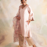 BEIGE GAURI KURTA WITH PANTS AND ODHANI SET OF 3