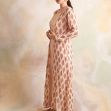 MASOOM MINAWALA | PEACH JACKET, GOTA CROP TOP AND PANTS MASOOM SET
