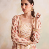 MASOOM MINAWALA | PEACH JACKET, GOTA CROP TOP AND PANTS MASOOM SET