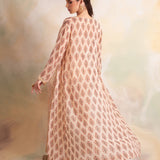 MASOOM MINAWALA | PEACH JACKET, GOTA CROP TOP AND PANTS MASOOM SET