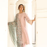 SARAH SHAM | LILAC AND MINT DIYA KURTA, ODHANI & PANTS SET OF THREE