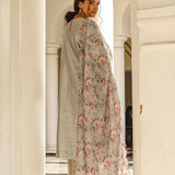 GREY DIYA KURTA, FLORAL ODHANI & BENARASI PANTS SET OF 3