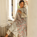 GREY DIYA KURTA, FLORAL ODHANI & BENARASI PANTS SET OF 3