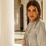 GREY DIYA KURTA, FLORAL ODHANI & BENARASI PANTS SET OF 3