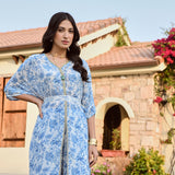 BLUE ZEENAT KAFTAN TOP, PANTS & BELT SET OF THREE