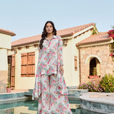 IVORY MULTI FLORAL RIA SHIRT & PANTS COORD SET OF TWO