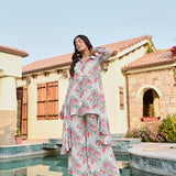 IVORY MULTI FLORAL RIA SHIRT & PANTS COORD SET OF TWO
