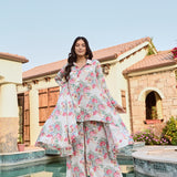 IVORY MULTI FLORAL RIA SHIRT & PANTS COORD SET OF TWO