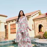 IVORY MULTI FLORAL RIA SHIRT & PANTS COORD SET OF TWO