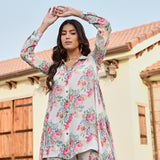 IVORY MULTI FLORAL RIA SHIRT & PANTS COORD SET OF TWO
