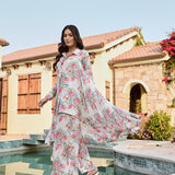 IVORY MULTI FLORAL RIA SHIRT & PANTS COORD SET OF TWO