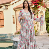 IVORY IFAT CAPE AND GOTA DRESS SET OF TWO