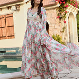IVORY IFAT CAPE AND GOTA DRESS SET OF TWO