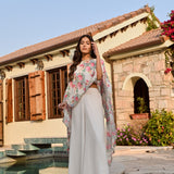 IVORY SOPHIA CAPE, CROP TOP , FLAIR PANTS SET OF THREE