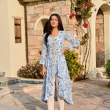 BLUE MISHIKA HIGH LOW TOP & PANTS SET OF TWO
