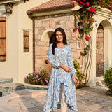 BLUE MISHIKA HIGH LOW TOP & PANTS SET OF TWO