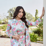 IVORY LISA BLAZER , CROP TOP AND FLAIR PANTS SET OF THREE