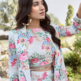 IVORY LISA BLAZER , CROP TOP AND FLAIR PANTS SET OF THREE