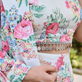 IVORY LISA BLAZER , CROP TOP AND FLAIR PANTS SET OF THREE