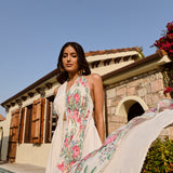 DIPTI DHILLON | IVORY ZUNAILI HALTER TOP WITH TULIP PANTS