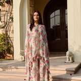 IVORY MULTI FLORAL KAI CAPE AND PANTS SET OF TWO