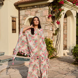IVORY MULTI FLORAL KAI CAPE AND PANTS SET OF TWO