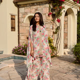 IVORY MULTI FLORAL KAI CAPE AND PANTS SET OF TWO