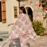IVORY MULTI FLORAL KAI CAPE AND PANTS SET OF TWO