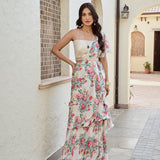 IVORY MULTI ISHNA DRAPED SAREE WITH HEAVY GOTA BLOUSE AND BELT-SET OF THREE