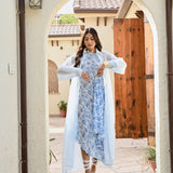 BLUE SAMARA ONE SHOULDER DRESS & ORGANZA JACKET SET OF TWO