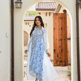 BLUE SAMARA ONE SHOULDER DRESS & ORGANZA JACKET SET OF TWO