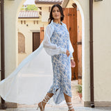 BLUE SAMARA ONE SHOULDER DRESS & ORGANZA JACKET SET OF TWO