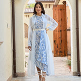 BLUE SAMARA ONE SHOULDER DRESS & ORGANZA JACKET SET OF TWO