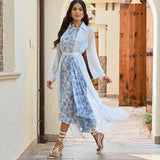 BLUE SAMARA ONE SHOULDER DRESS & ORGANZA JACKET SET OF TWO