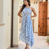 BLUE SAMARA ONE SHOULDER DRESS & ORGANZA JACKET SET OF TWO