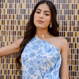 BLUE SAMARA ONE SHOULDER DRESS & ORGANZA JACKET SET OF TWO