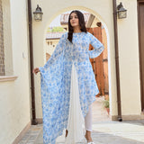 BLUE TARINI HIGH LOW TOP AND PANTS SET OF TWO