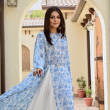 BLUE TARINI HIGH LOW TOP AND PANTS SET OF TWO