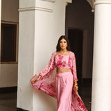 NAAZ CAPE, CROP TOP WITH FLAIR PANTS SET OF 3
