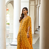 MUSTARD ZEENAT KAFTAN TOP, TROUSERS & BELT SET OF 3